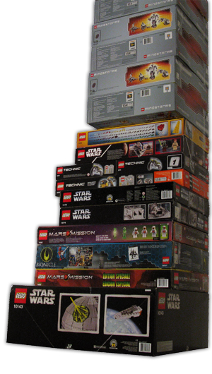 many brand new unopened lego sets, boxes image